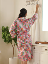 Cotton Kimono Handblock Printed Unisex Bathrobe - Free Size