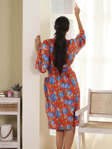 Cotton Kimono Handblock Printed Unisex Bathrobe - Free Size