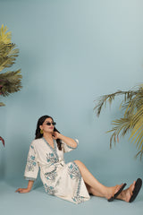Waffle Cotton Handblock Printed Unisex Bathrobe - Free Size