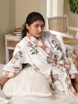 Waffle Cotton Handblock Printed Unisex Bathrobe - Free Size