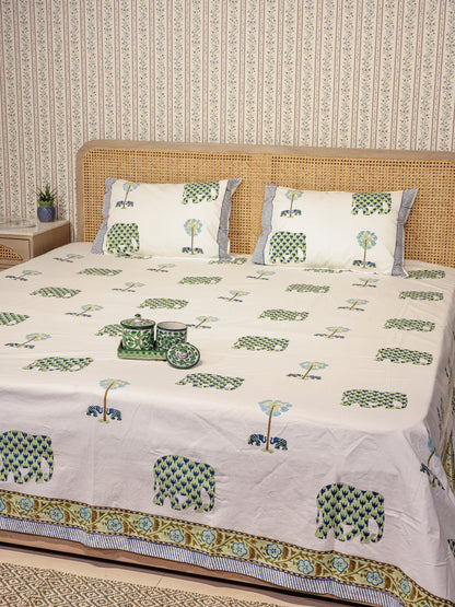 Premium Percale Cotton Super King Bedsheet with 2 Pillow Covers