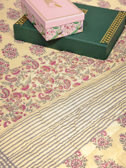 Double King Reversible Handblock printed Cotton Jaipuri Razai/Quilt