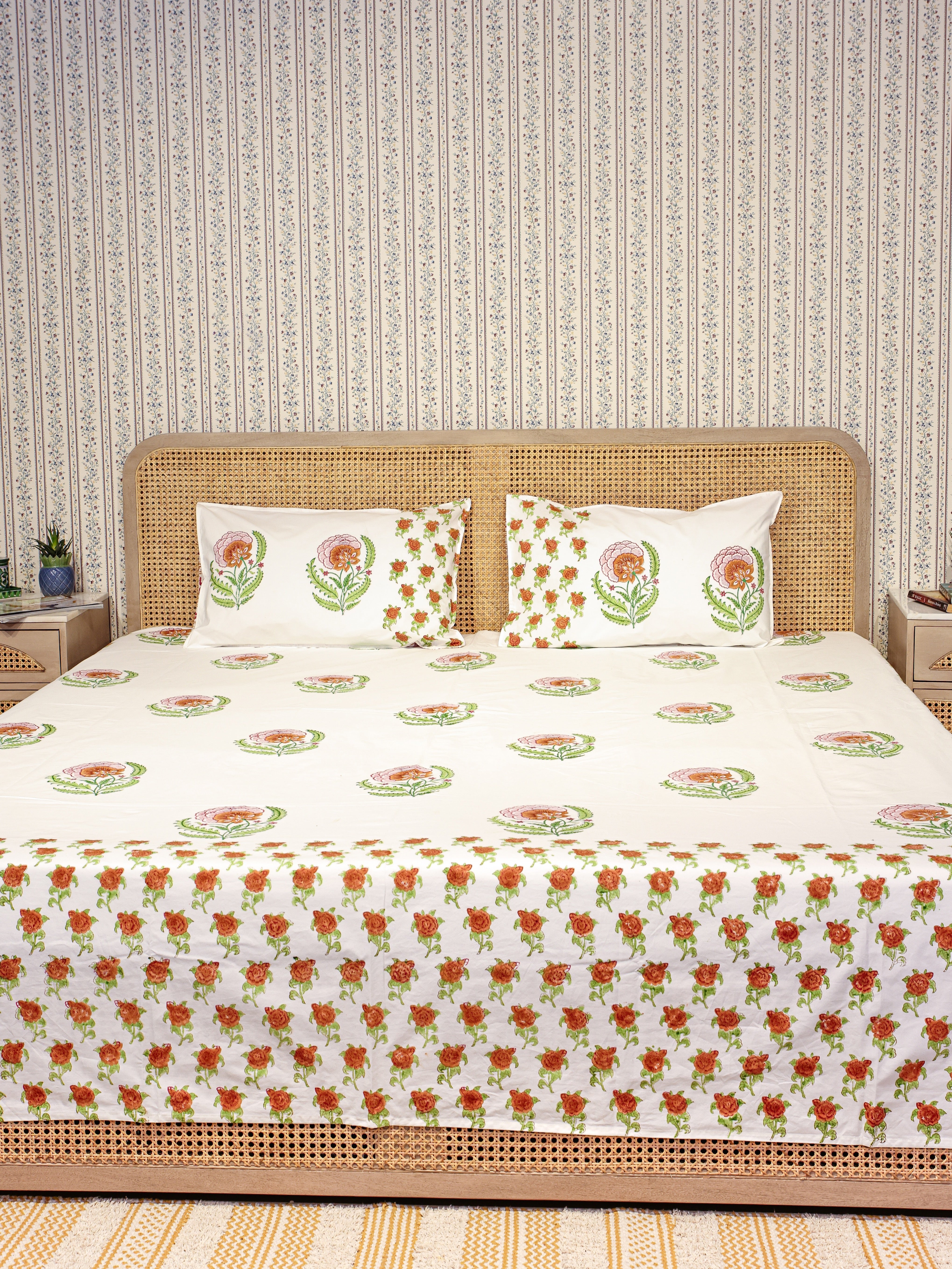 Premium Percale Cotton Super King Bedsheet with 2 Pillow Covers