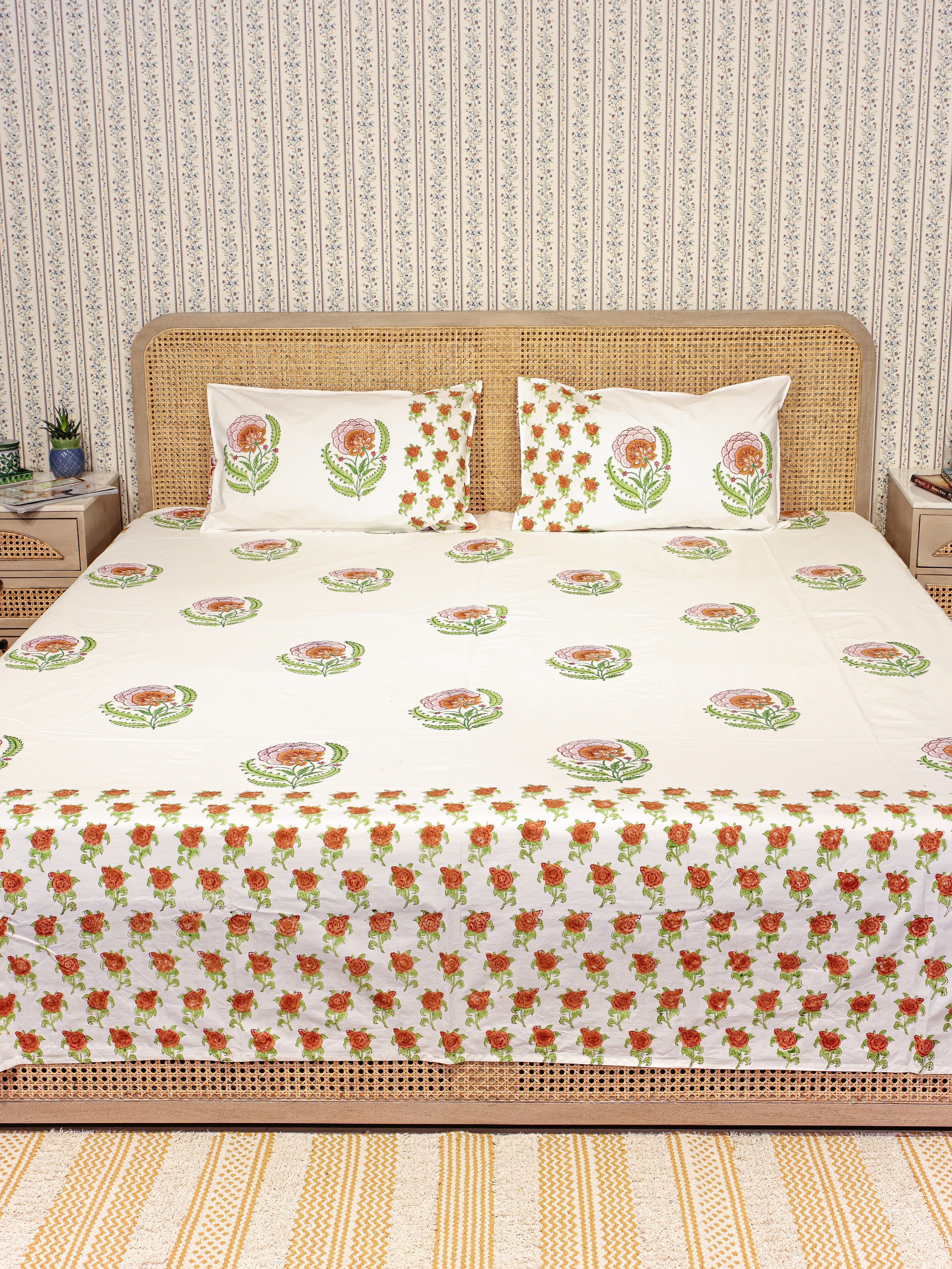 Premium Percale Cotton Super King Bedsheet with 2 Pillow Covers