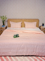 King Size Double Bed Tufted Cotton Quilt with Microfibre filling & 2 Pillow Covers