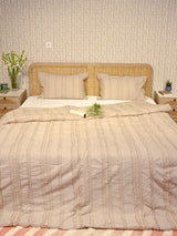 King Size Double Bed Tufted Cotton Quilt with Microfibre filling & 2 Pillow Covers