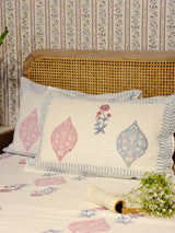 Double King Size Bedding Set-Handblock Bedsheet, Quilted Bedcover, 4 Pillow Covers