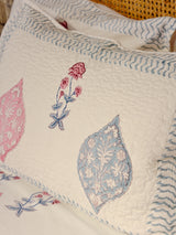 Double King Size Bedding Set-Handblock Bedsheet, Quilted Bedcover, 4 Pillow Covers