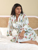 Cotton Kimono Handblock Printed Unisex Bathrobe - Free Size