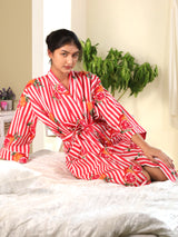 Cotton Kimono Handblock Printed Unisex Bathrobe - Free Size