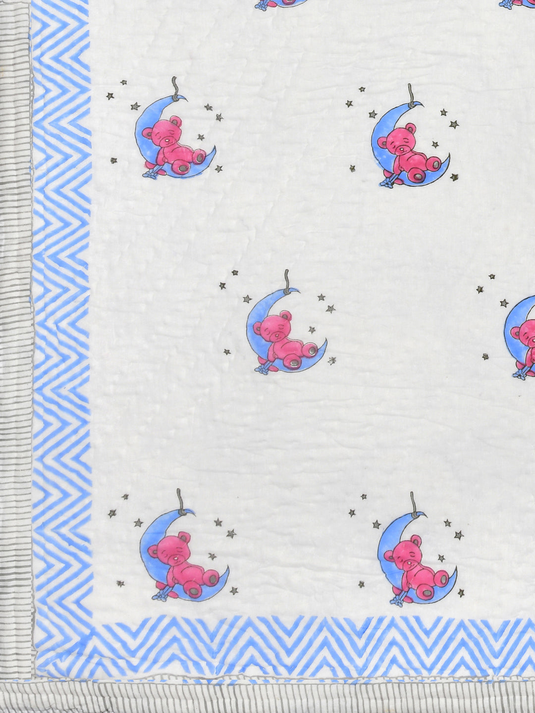 Handblock printed Cotton Reversible Kids Razai/ Quilt- 60x90 inches