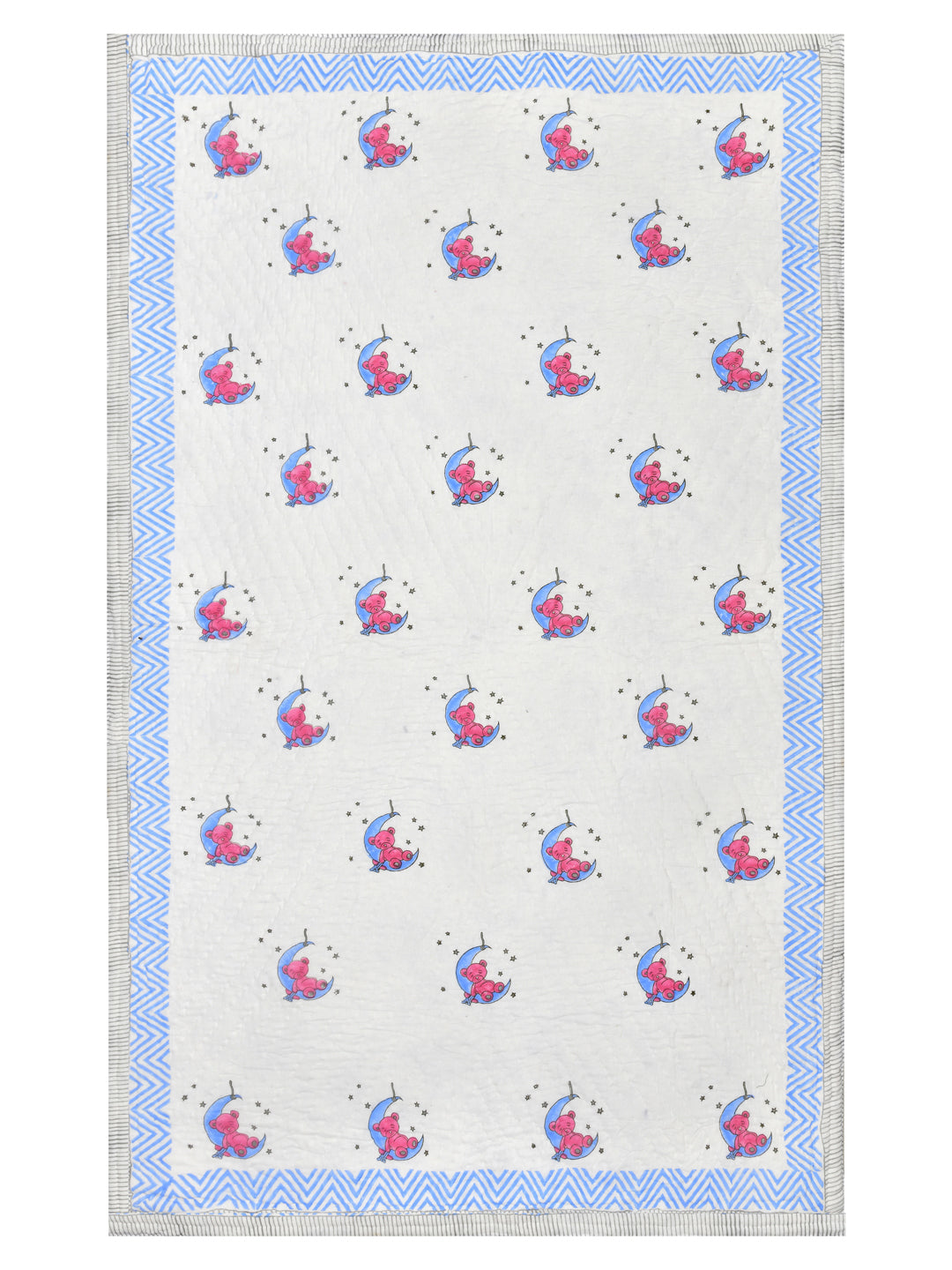 Handblock printed Cotton Reversible Kids Razai/ Quilt- 60x90 inches