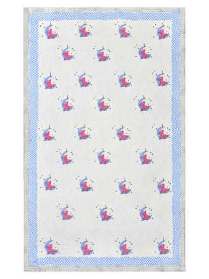 Handblock printed Cotton Reversible Kids Razai/ Quilt- 60x90 inches