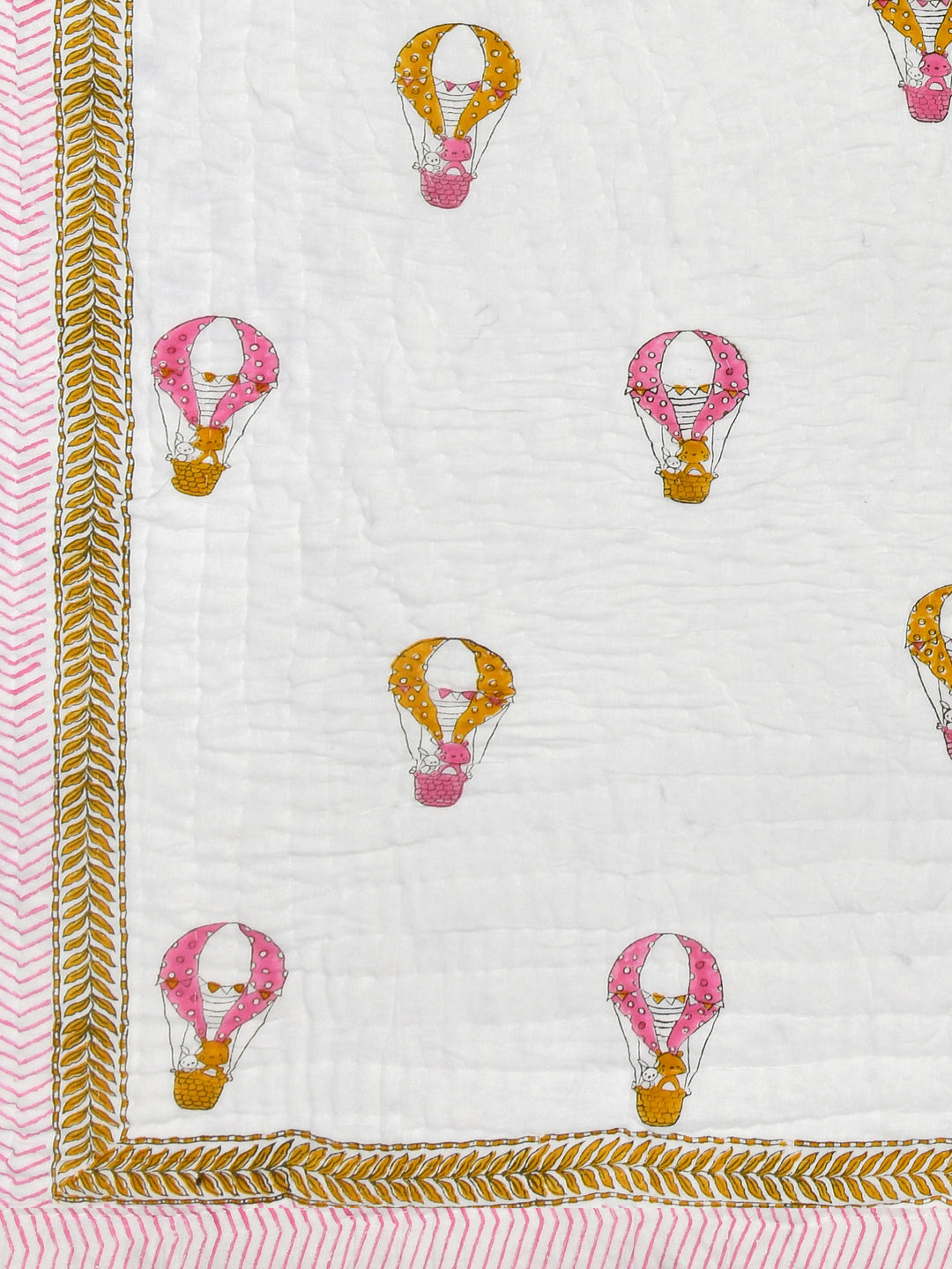 Handblock printed Cotton Reversible Kids Razai/ Quilt- 60x90 inches