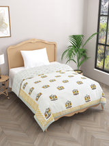 Handblock printed Cotton Reversible Kids Razai/ Quilt- 60x90 inches