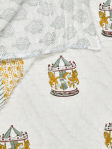 Handblock printed Cotton Reversible Kids Razai/ Quilt- 60x90 inches