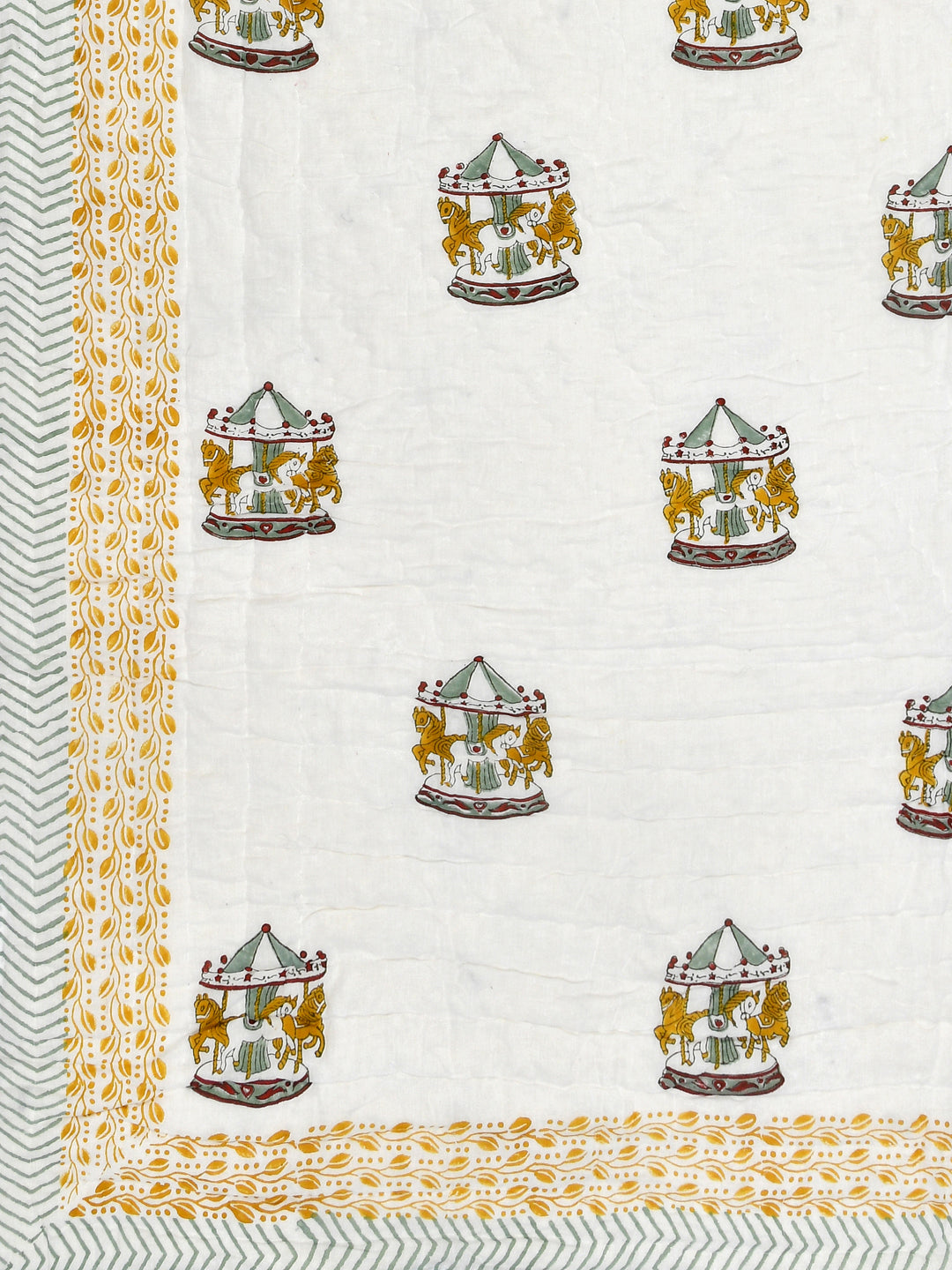 Handblock printed Cotton Reversible Kids Razai/ Quilt- 60x90 inches