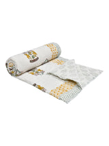 Handblock printed Cotton Reversible Kids Razai/ Quilt- 60x90 inches