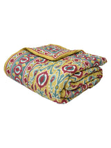 Ikat Printed Bedding Set - 1 King Bedsheet, 1 Jaipuri Razai/Quilt, 2 Pillow Covers