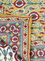 Ikat Printed Bedding Set - 1 King Bedsheet, 1 Jaipuri Razai/Quilt, 2 Pillow Covers
