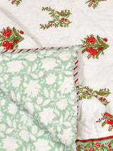 Floral Printed Bedding Set - 1 King Bedsheet, 1 Jaipuri Razai/Quilt, 2 Pillow Covers