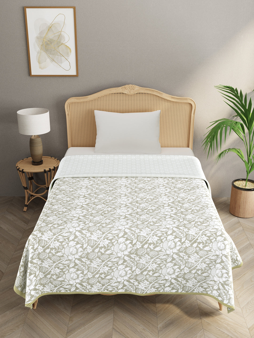 Single Bed Floral Print Reversible Dohar/AC Blanket