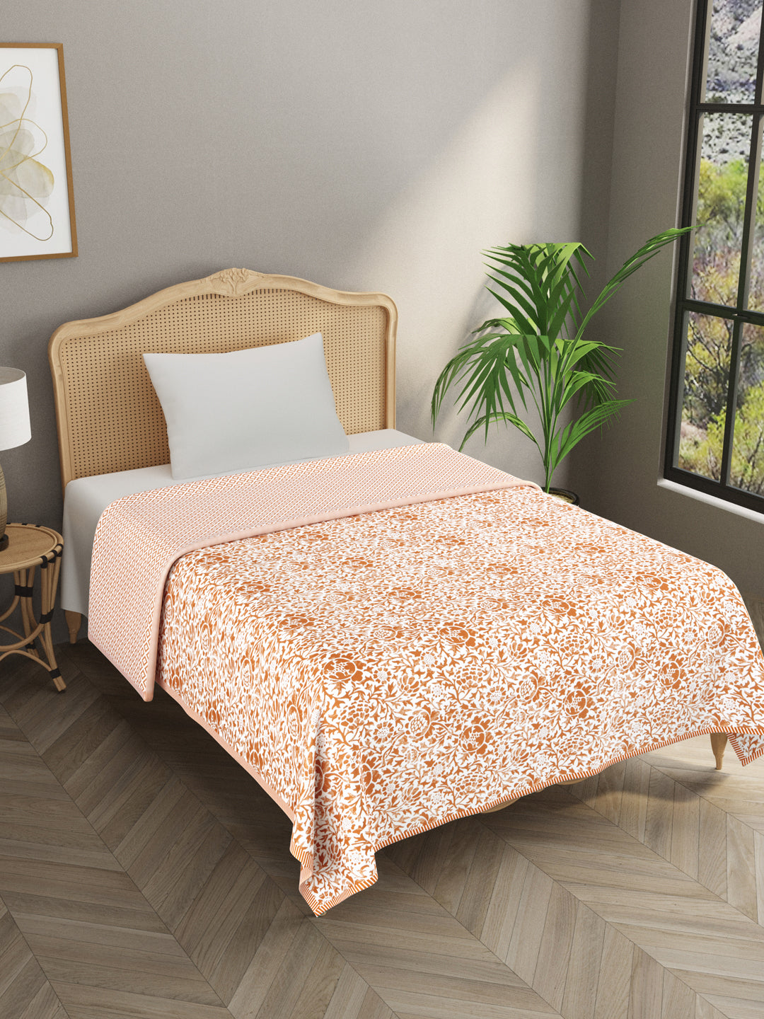 Single Bed Floral Print Reversible Dohar/AC Blanket