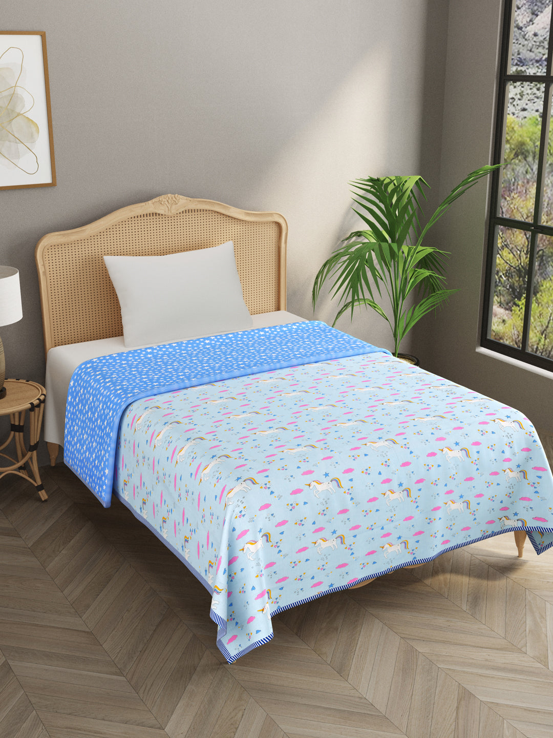 60X90 Inches Reversible Kids Print Cotton Dohar