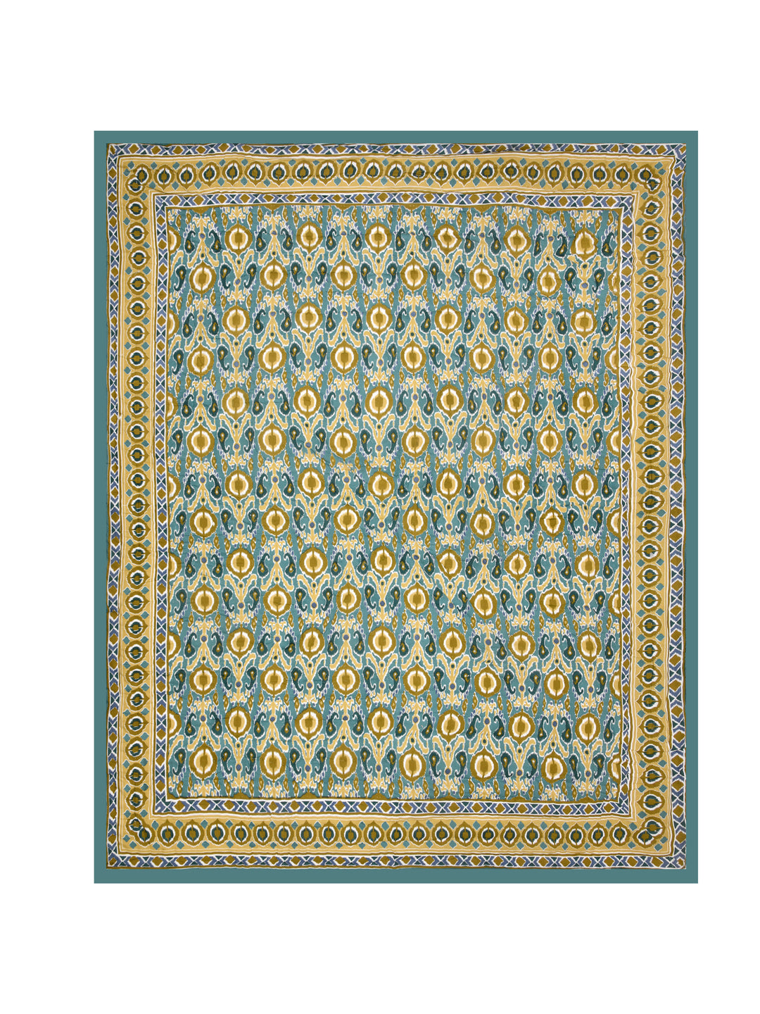 Ikat Printed Reversible Single Bed Cotton Quilt with cotton filling