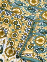 Ikat Printed Reversible Single Bed Cotton Quilt with cotton filling