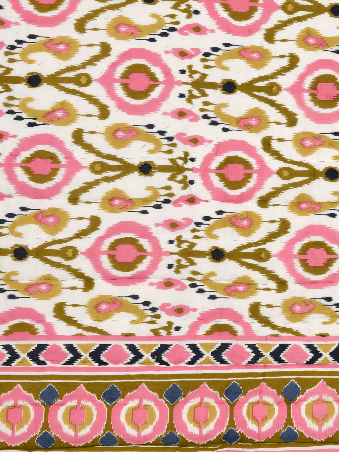 Ikat Printed Reversible Single Bed Cotton Quilt with cotton filling
