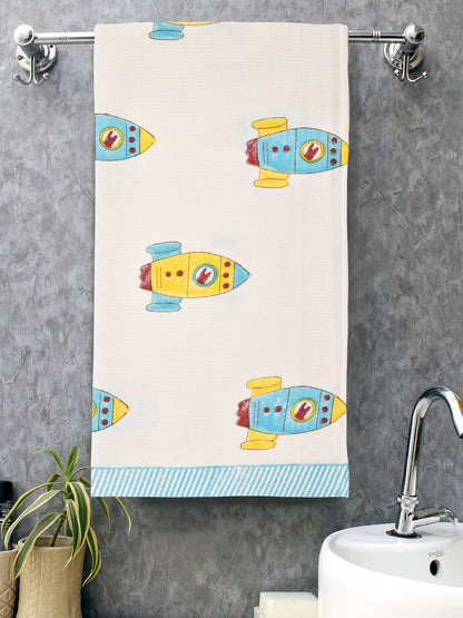 Hand Block Printed Honey Comb Cotton Bath Towel