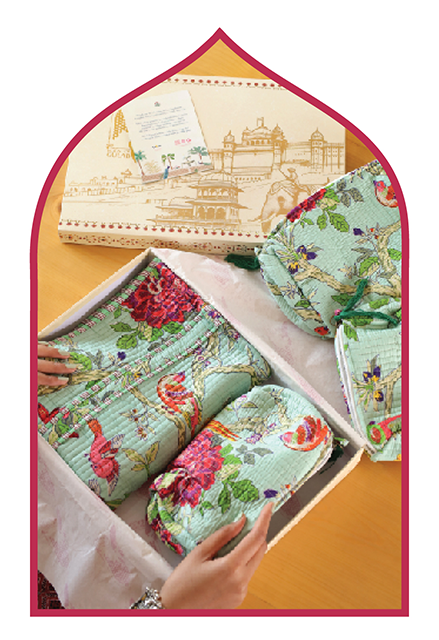 Gift Box with Assorted Prints -1 Tote Bag & 3 Pouches (Free over Rs.12000)