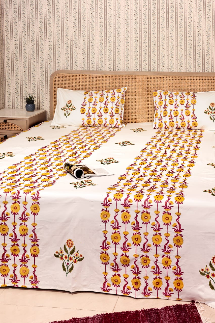 Premium Percale Cotton Super King Bedsheet with 2 Pillow Covers
