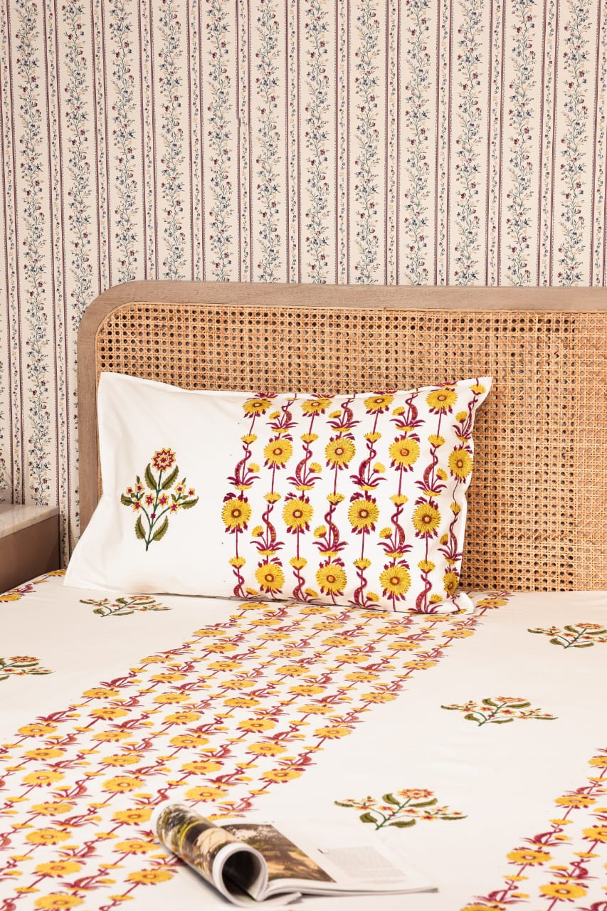 Premium Percale Cotton Super King Bedsheet with 2 Pillow Covers
