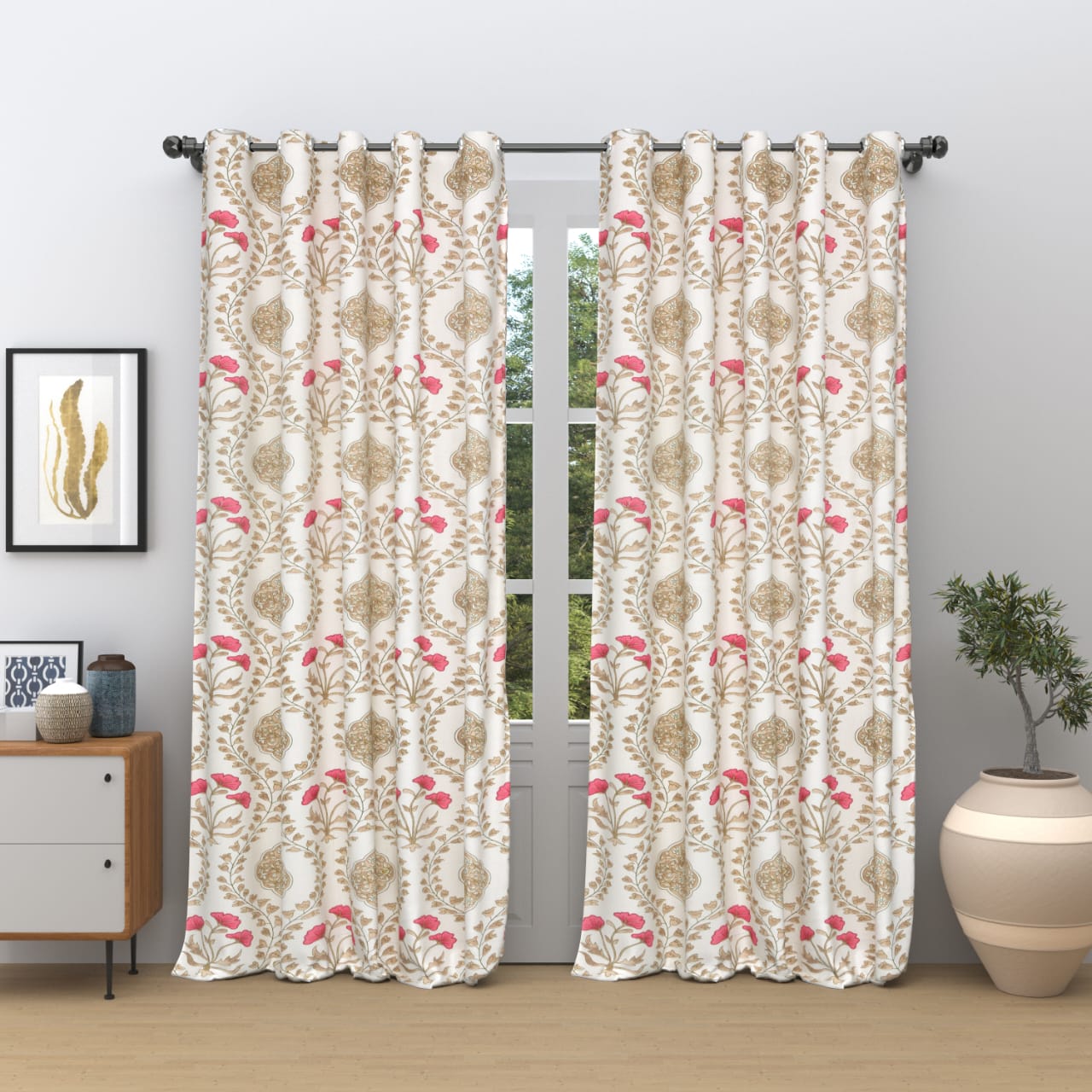 Cotton Ethnic motifs Printed Door Curtains - Set of 2 - 9X4 feet