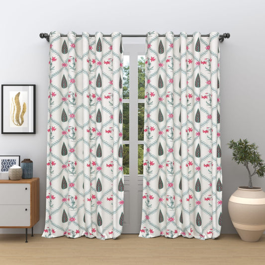 Cotton Ethnic motifs Printed Curtains - Set of 2 - 7X4 feet