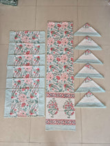 Hand Block Printed Canvas Table Matt Runner & Napkin Set