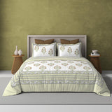 Extra Soft Percale Cotton Super King Handblock Print Bedsheet with 2 Pillow Covers