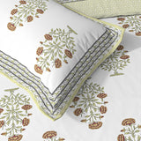 Extra Soft Percale Cotton Super King Handblock Print Bedsheet with 2 Pillow Covers