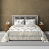 Extra Soft Percale Cotton Super King Handblock Print Bedsheet with 2 Pillow Covers