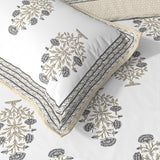 Extra Soft Percale Cotton Super King Handblock Print Bedsheet with 2 Pillow Covers