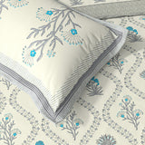 Extra Soft Percale Cotton Super King Handblock Print Bedsheet with 2 Pillow Covers