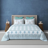 Extra Soft Percale Cotton Super King Handblock Print Bedsheet with 2 Pillow Covers