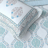 Extra Soft Percale Cotton Super King Handblock Print Bedsheet with 2 Pillow Covers