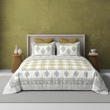 Extra Soft Percale Cotton Super King Handblock Print Bedsheet with 2 Pillow Covers