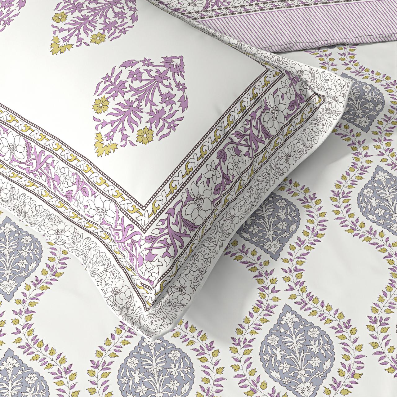 Diwali Gift Box | 1 Super Soft Percale Bedsheet, 1 Pair Door Hanging, 2 Metal Diyas, 2 Laddoo Candles