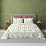 Extra Soft Percale Cotton Super King Handblock Print Bedsheet with 2 Pillow Covers