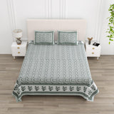 Floral Print Cotton Double King Bedsheet with 2 Pillow Covers