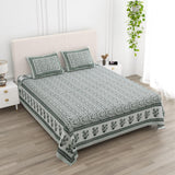 Floral Print Cotton Double King Bedsheet with 2 Pillow Covers